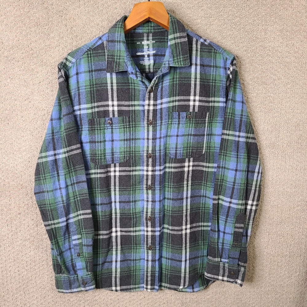 Urban‎ Pipeline Shirt Mens M Blue Green Plaid Button Down Cotton Long Sleeve